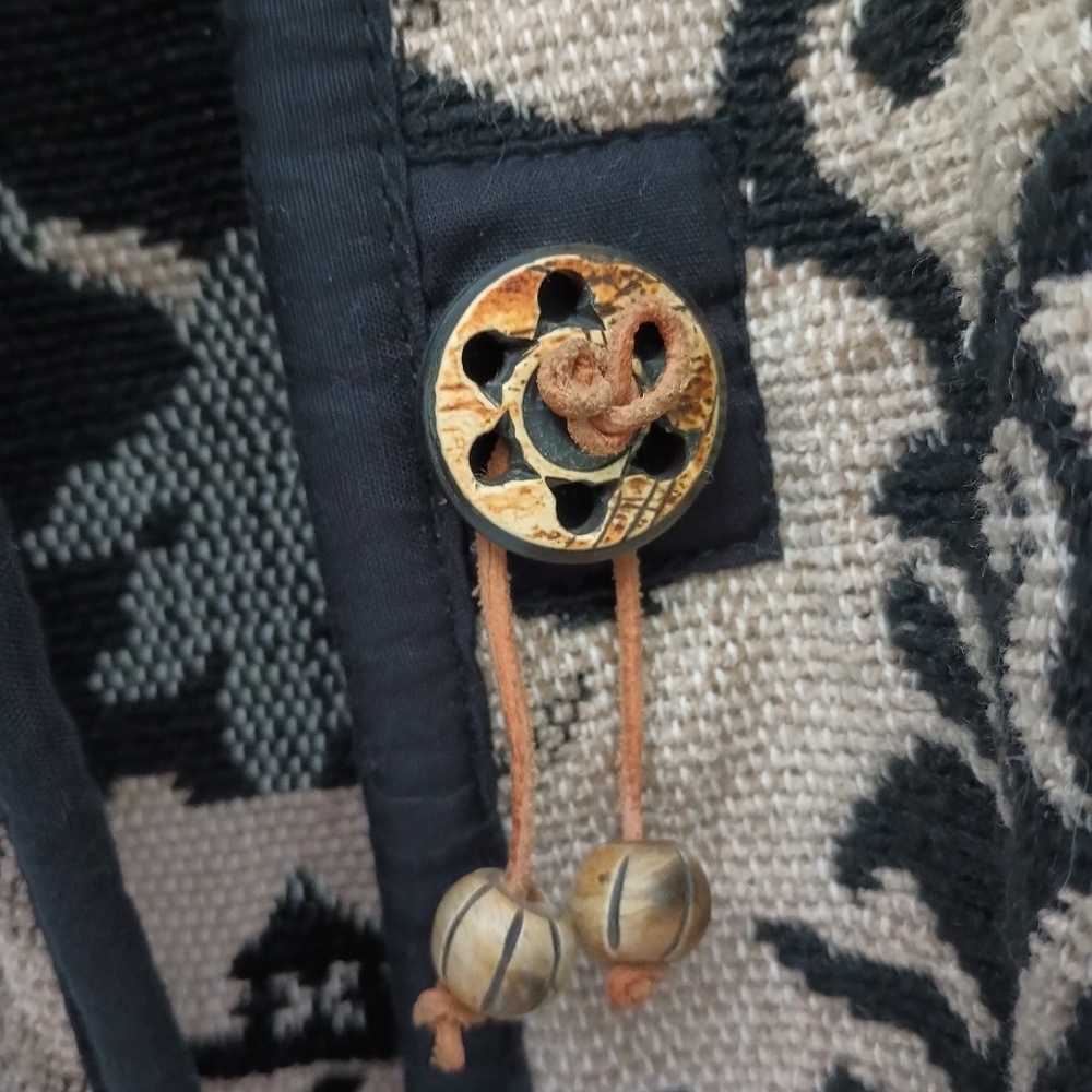 Flashback Vintage Southwestern Jacket Medium Tapestry Art Wood Buttons Navajo - Picture 2 of 15